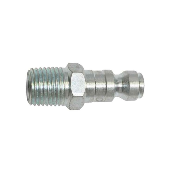 Interstate Pneumatics Quick Connect Coupler Plug, Automotive, 1/4 in x 1/4 in Male NPT, Steel, Silver, PK6 CPA441Z-D6 - main